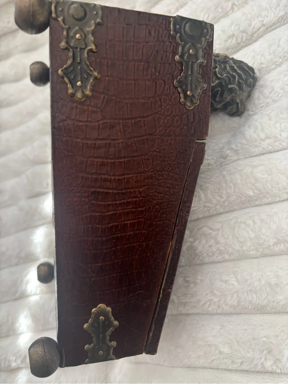 Vintage-Style Brown Decorative Box w/Antique Brass Accents Final Sale